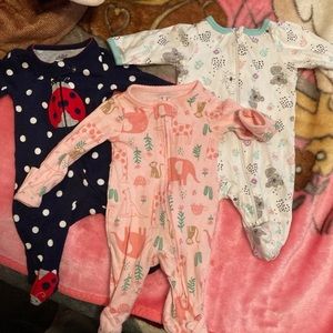 3 pajamas from carters and world nation